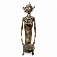 Tribal Woman Winnowing Grain (Long) – Dhokra Metal Art