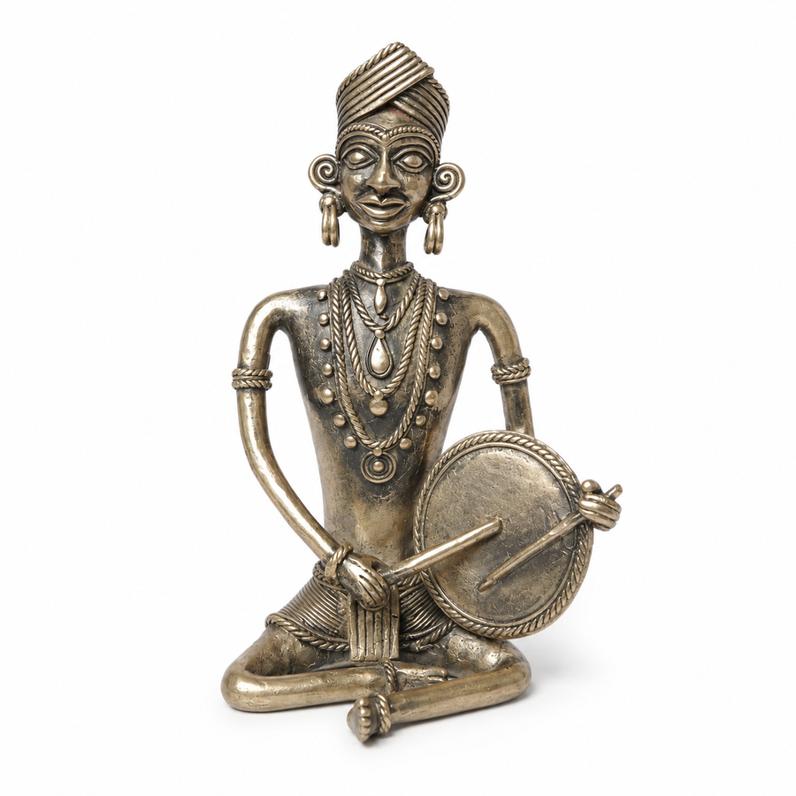 Tribal Musicians Band (Set of 2) – Dhokra Metal Art