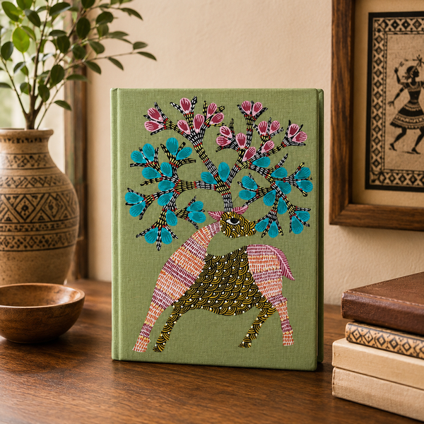 Graceful Deer – Handmade Gond Art Diary