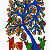 Animals, Birds and the Forest – Gond Paper Painting