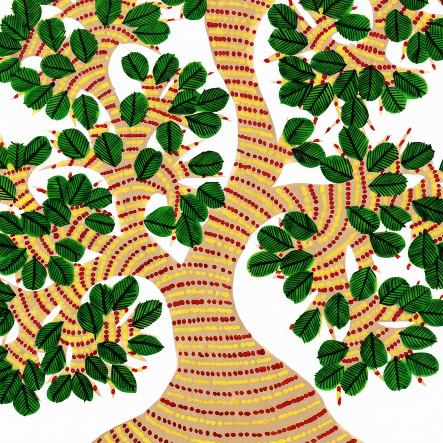 The Tree of Serenity – Gond Paper Painting