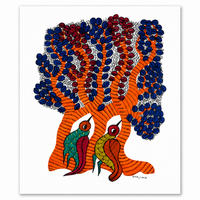 The Unity of Tree and Birds – Gond Paper Painting