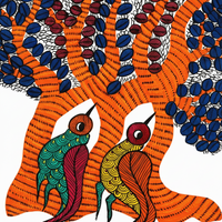 The Unity of Tree and Birds – Gond Paper Painting