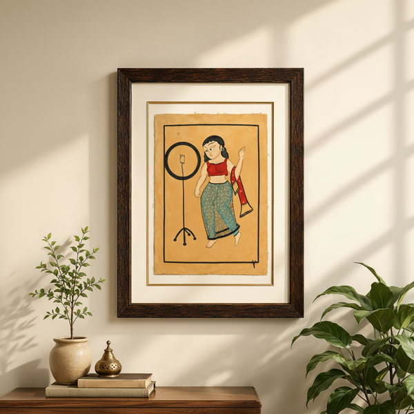 The Elegant Bibi with Mirror – Kalighat Painting