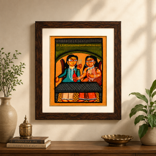 The Aristocratic Bengali Babu and Bibi – Kalighat Painting