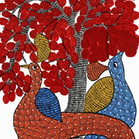Peacocks and Tree – Gond Paper Painting