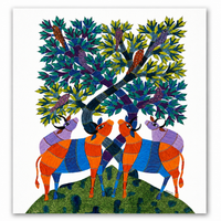 Animals, Trees, and Birds – Gond Paper Painting