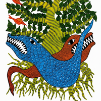 Animals Beneath the Tree – Gond Paper Painting