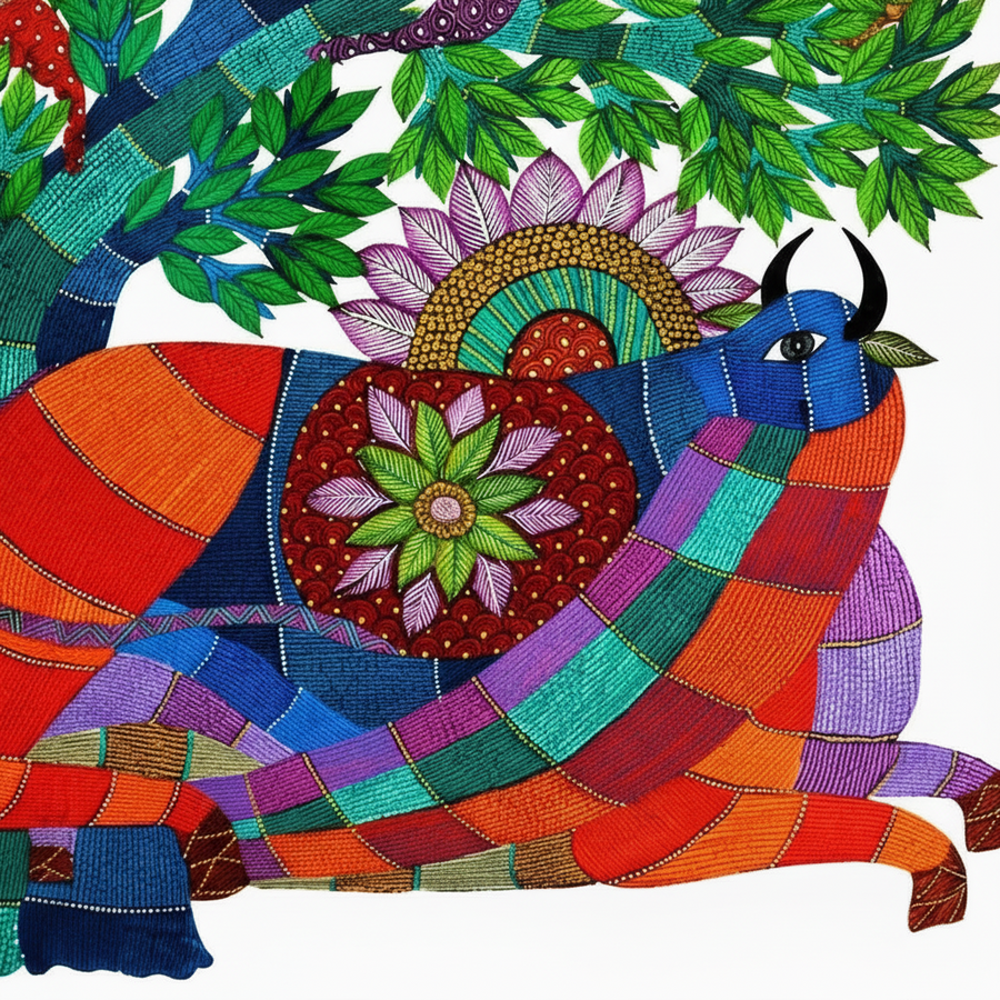 The Spirit of the Forest – Gond Paper Painting