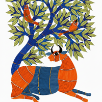 Tree and Deer – Gond Art Painting