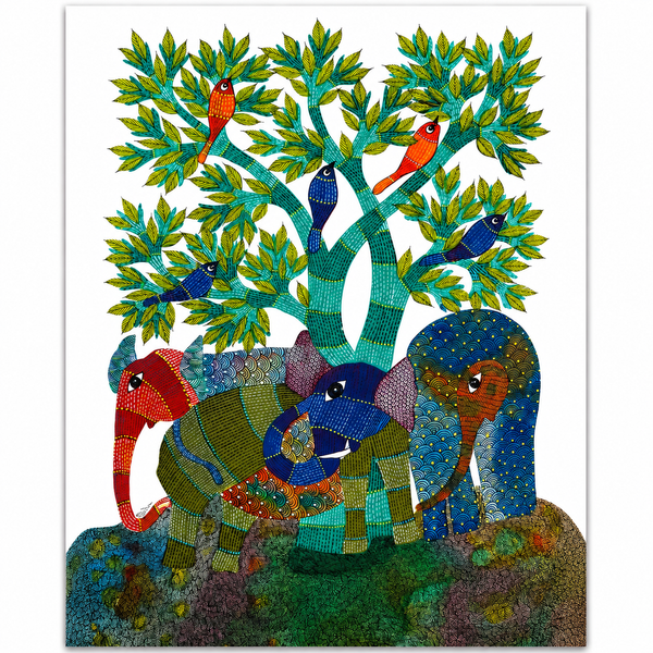 Wildlife Forest – Gond Paper Painting