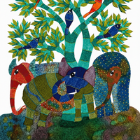 Wildlife Forest – Gond Paper Painting