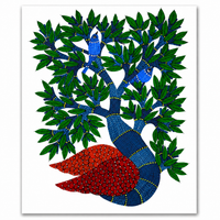 Chirping Birds – Gond Paper Painting