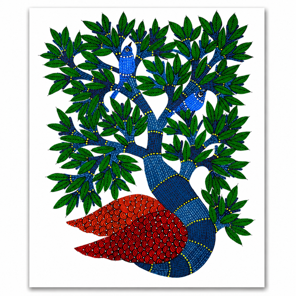 Chirping Birds – Gond Paper Painting