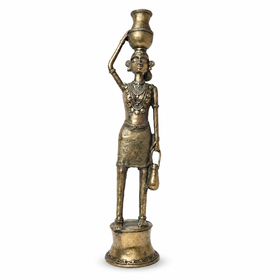 Lady Carrying a Brinjal (Set of 2) – Dhokra Metal Art