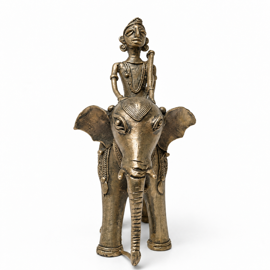 Man Sitting on an Elephant – Dhokra Metal Art