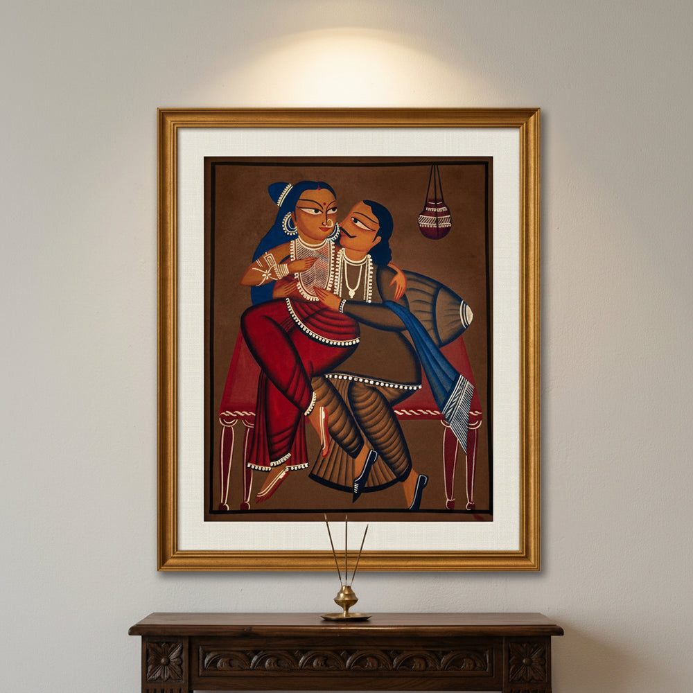 The Loving Babu-Bibi Couple – Kalighat Painting