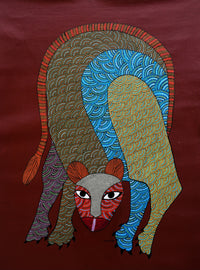 Watchful Wild Bear – Gond Painting
