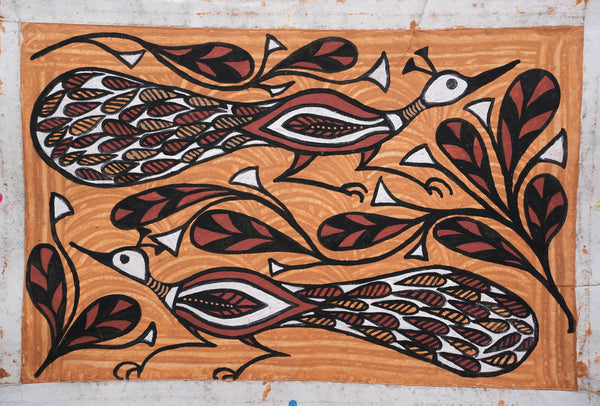 Peacocks and Plants – Sohrai Painting