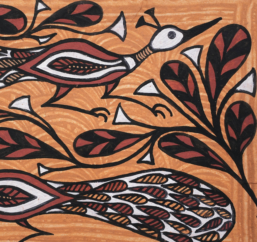 Peacocks and Plants – Sohrai Painting