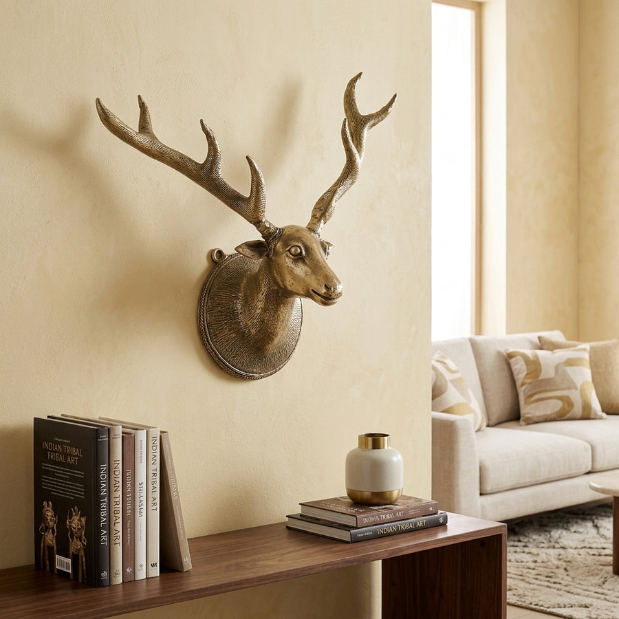 The Decorative Deer Head Wall Fragment – Dhokra Metal Art