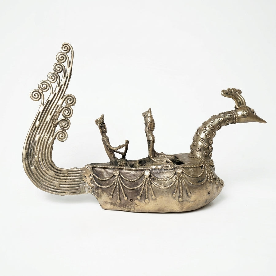 Mor Pankh Boat – Dhokra Metal Art