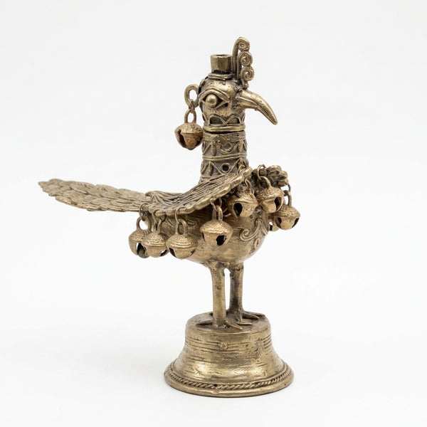 The Peacock with Bells (Tribal Elegance) – Dhokra Metal Art