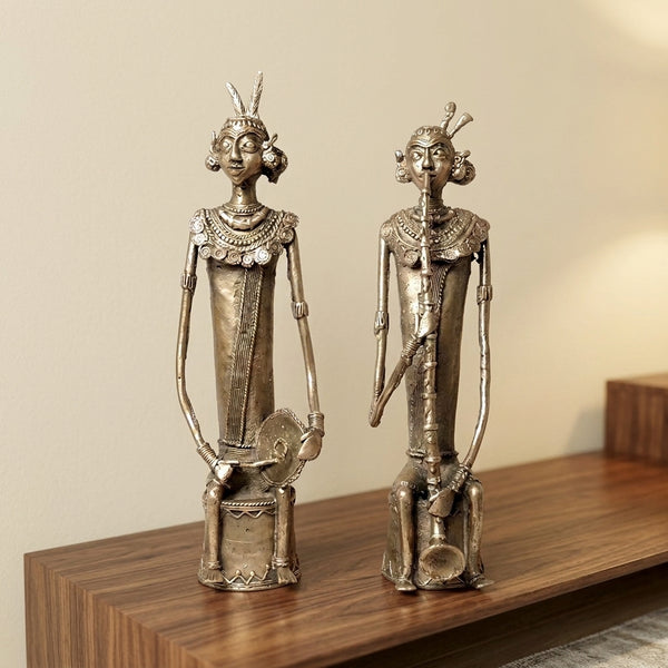 Dhokra Tribal Musicians (Long Set of 2) – Dhokra Metal Art