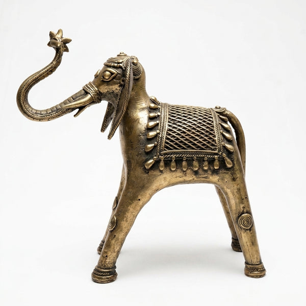 Elephant with Trunk Up – Dhokra Metal Art
