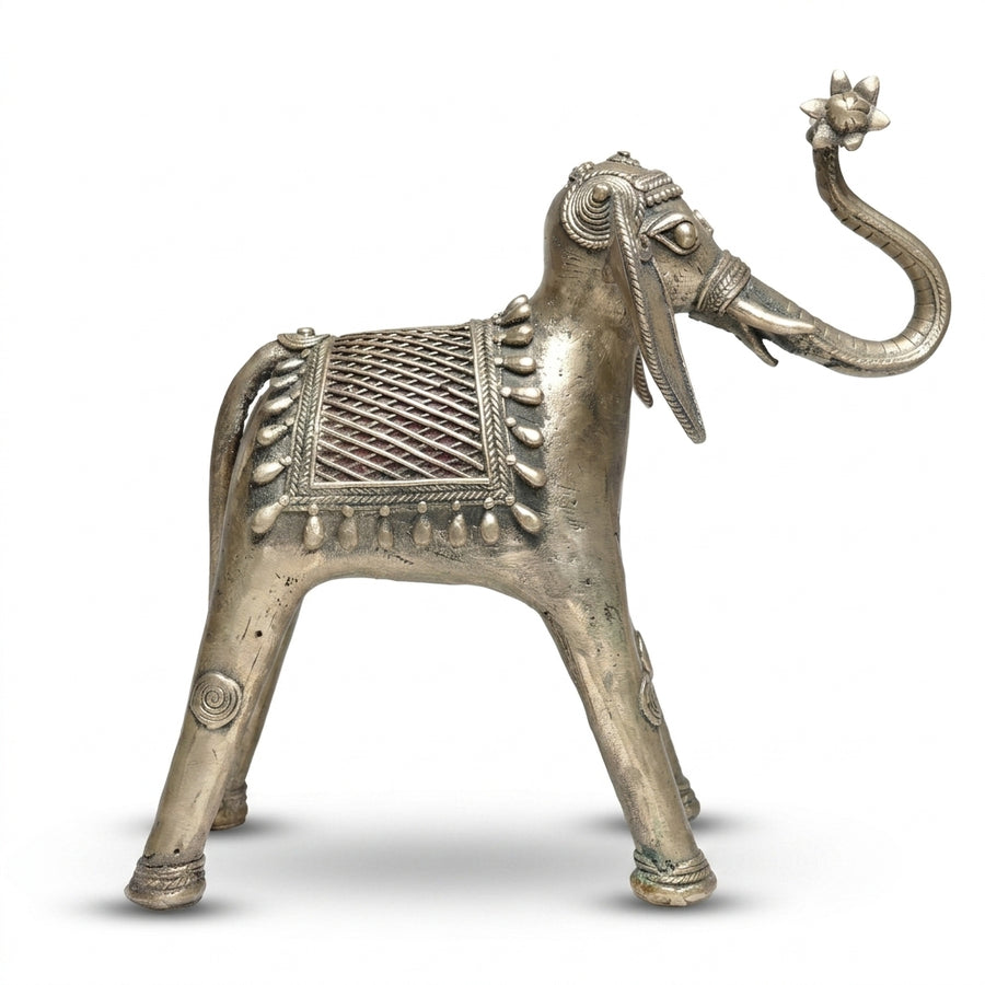Elephant with Trunk Up – Dhokra Metal Art