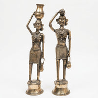 Lady Carrying a Brinjal (Set of 2) – Dhokra Metal Art