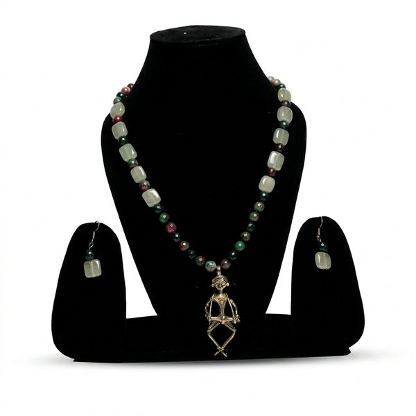 Tribal Musician Pendant Beaded Necklace Set