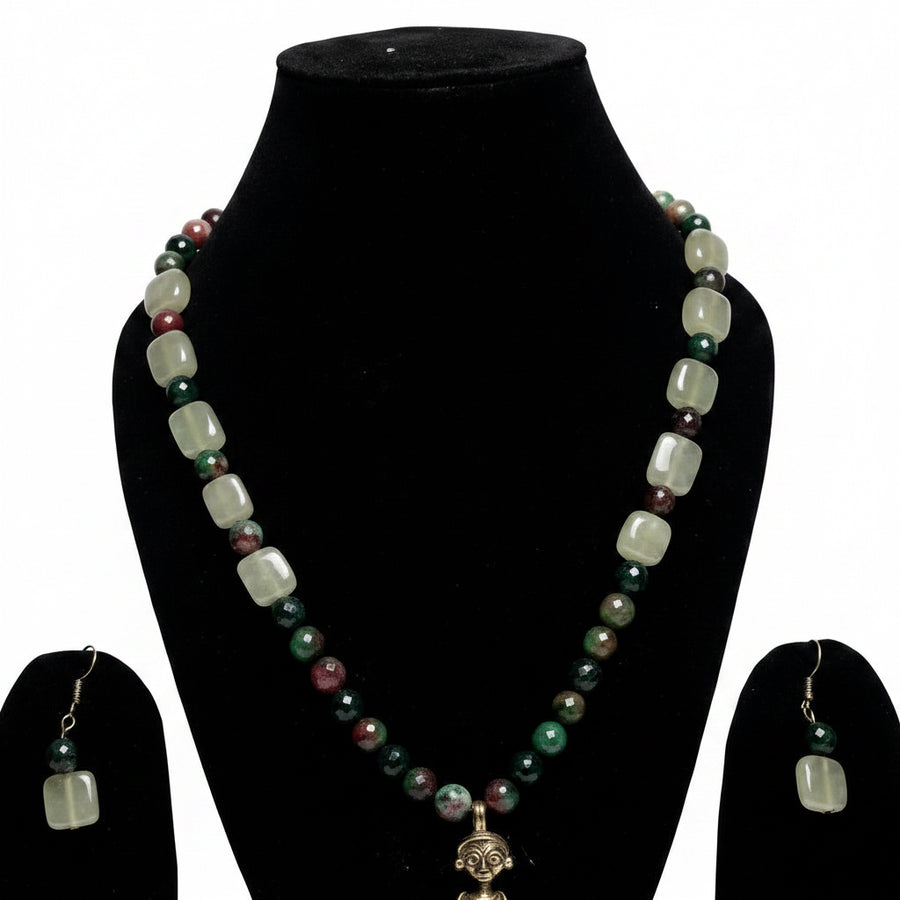 Tribal Musician Pendant Beaded Necklace Set