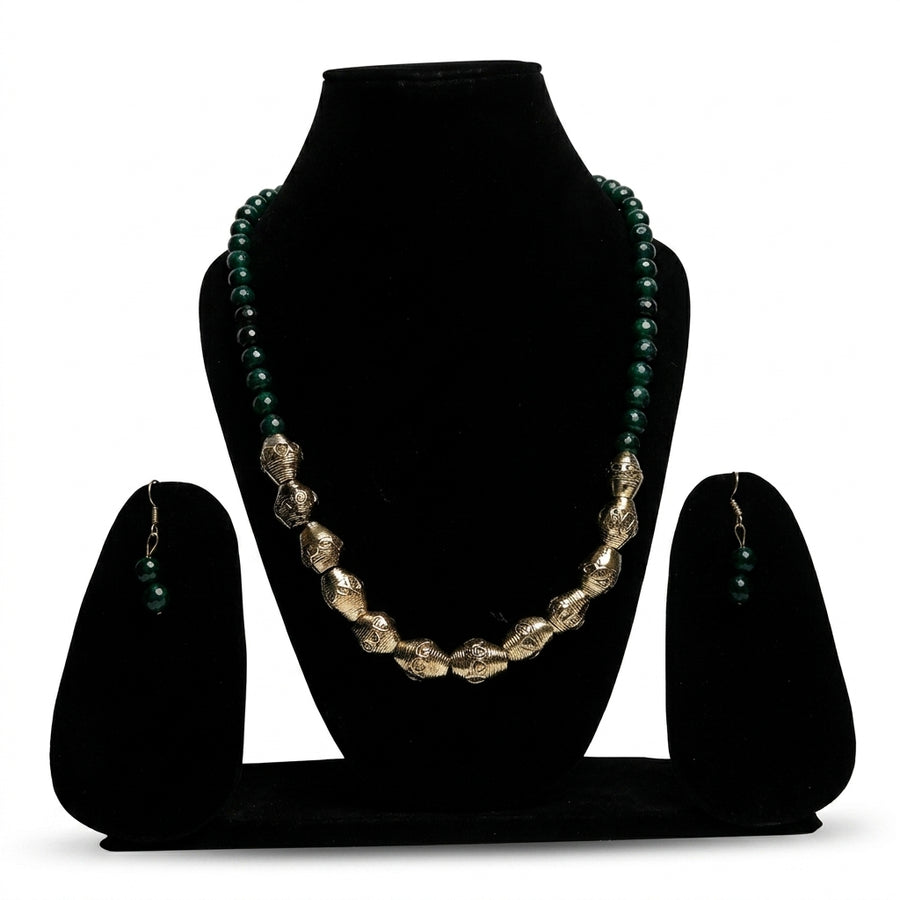 Green Beaded Necklace Set