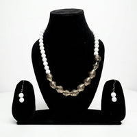 Handcrafted White Beaded Statement Necklace Set