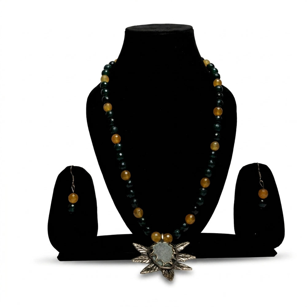 Sunburst Stone Pendant Necklace Set