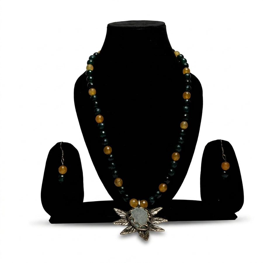 Sunburst Stone Pendant Necklace Set