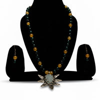 Sunburst Stone Pendant Necklace Set