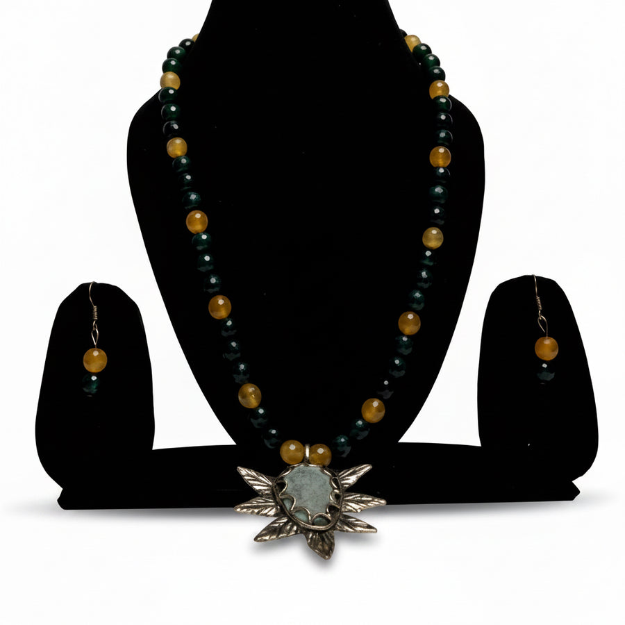 Sunburst Stone Pendant Necklace Set