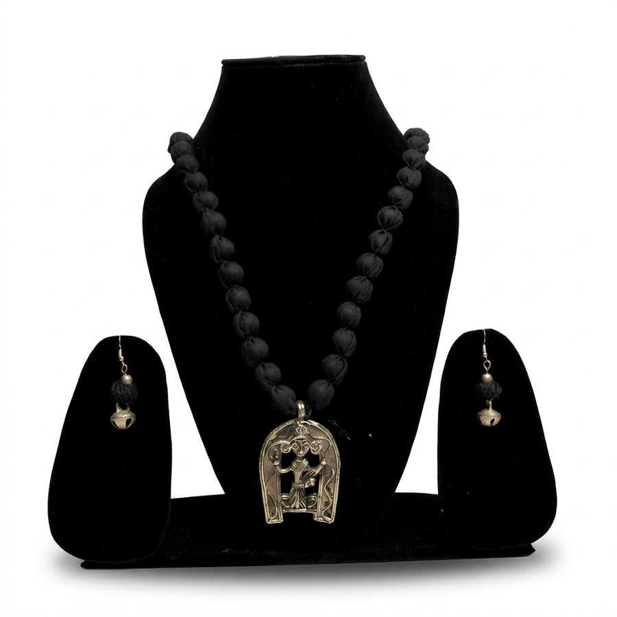 Black Cloth Ball Necklace – Dokra Jewellery