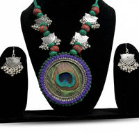 Handmade Peacock Feather Jewellery Set