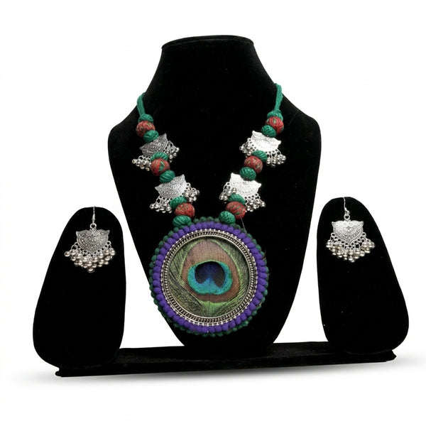 Handmade Peacock Feather Jewellery Set