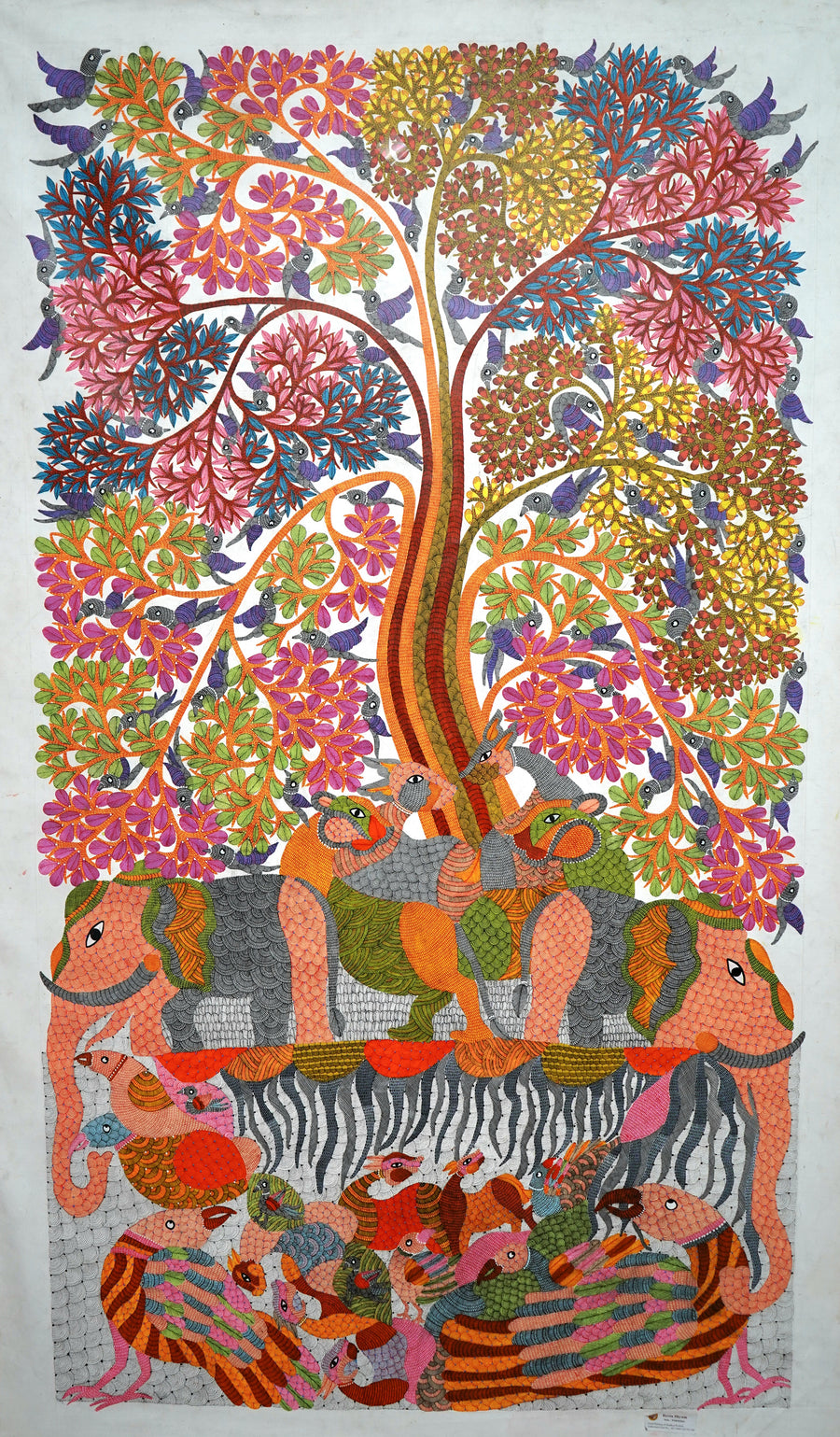 Tree and Animals – Gond Paper Painting