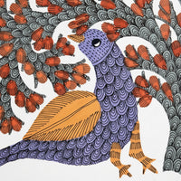 The Bird and Flowering Tree – Gond Paper Painting