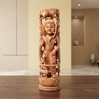 Lord Shiva Beneath the Sacred Tree – Wooden Sculpture