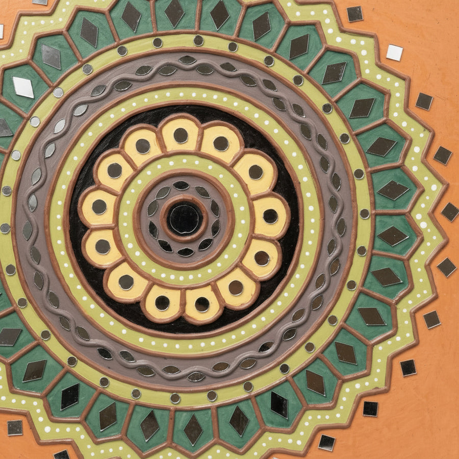 Square Mandala Lippan Mirror Wall Art