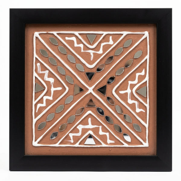 Square Folk Lippan Mirror Wall Art