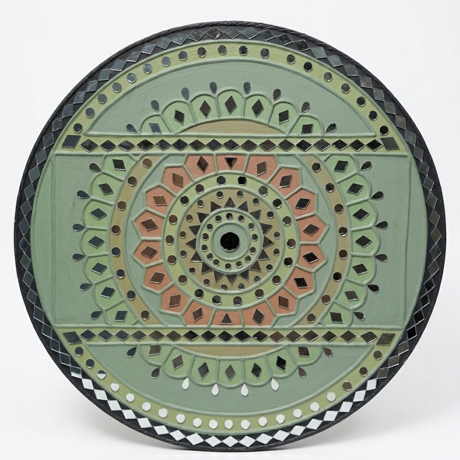 Sage Green Mandala Lippan Mirror Wall Art