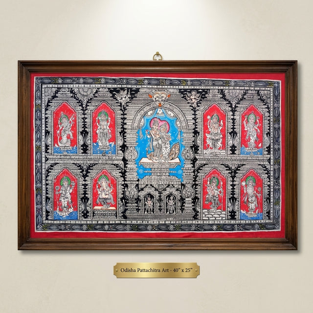 Radha Krishna with Dashavatara – Pattachitra Painting