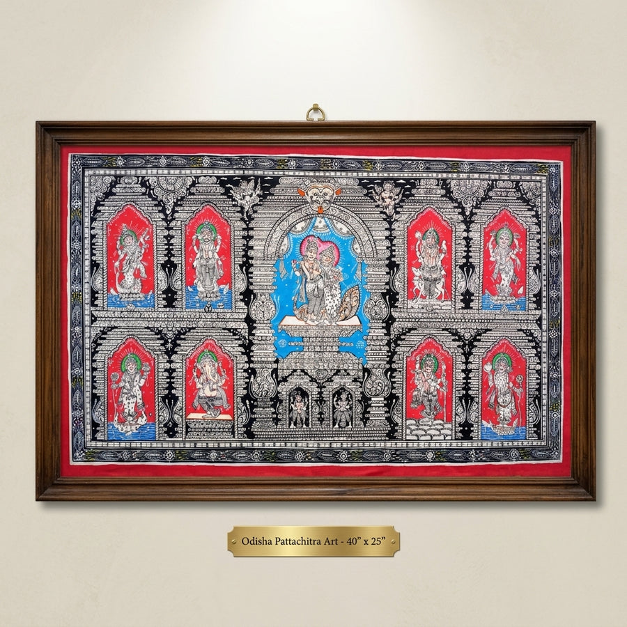 Radha Krishna with Dashavatara – Pattachitra Painting